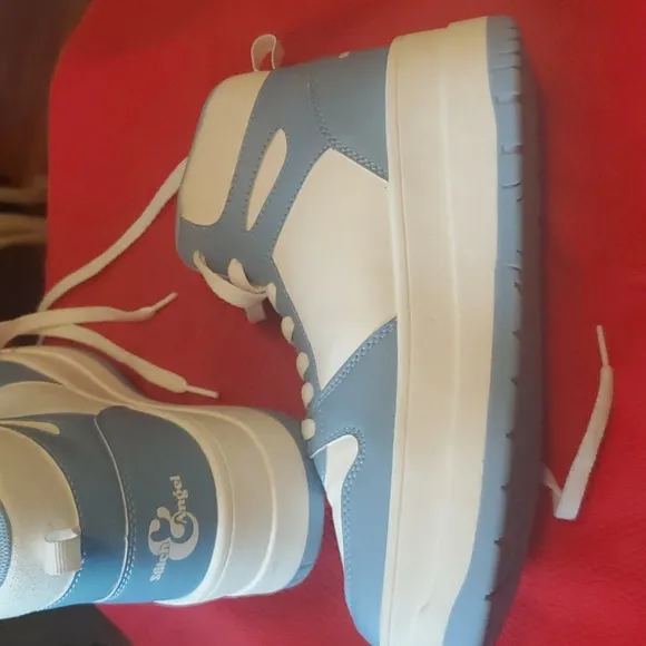 Disney's Stitch and Angel Powdrer Blue and White High-Top Sneakers