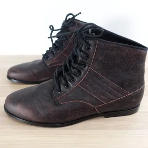 Distressed Combat Chukka Shoes Mens 10.5 Plum Purple KR3W Lace Up Ankle Boots