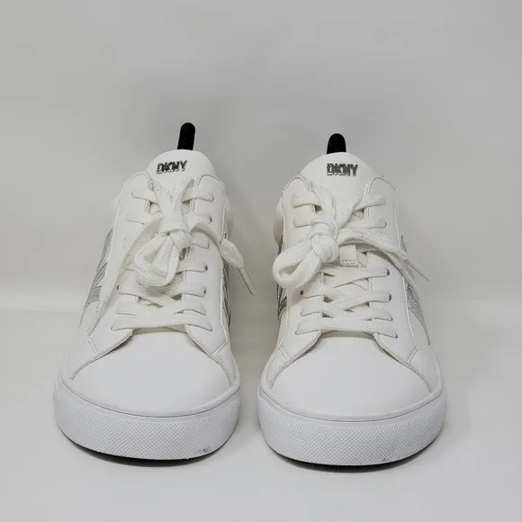 DKNY Abeni Lace Up Sneakers Low-top Platform White/silver  Women Size Multi New