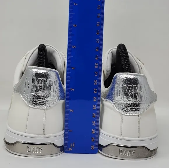 DKNY Abeni Lace Up Sneakers Low-top Platform White/silver  Women Size Multi New