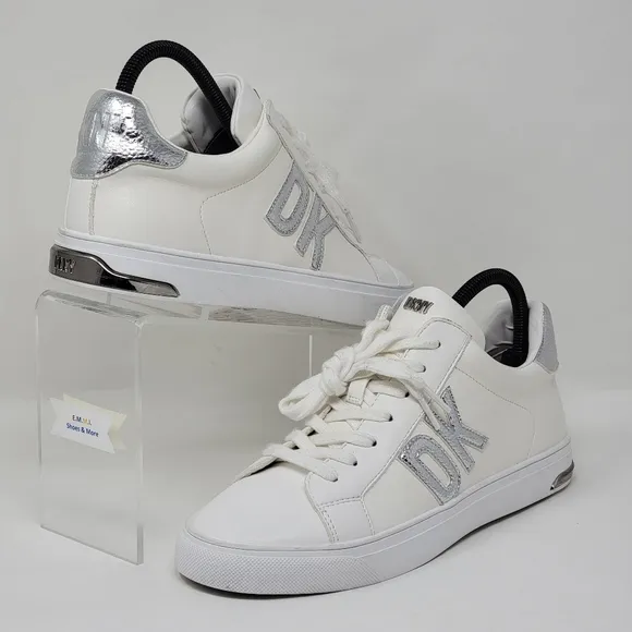 DKNY Abeni Lace Up Sneakers Low-top Platform White/silver  Women Size Multi New