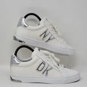 DKNY Abeni Lace Up Sneakers Low-top Platform White/silver  Women Size Multi New