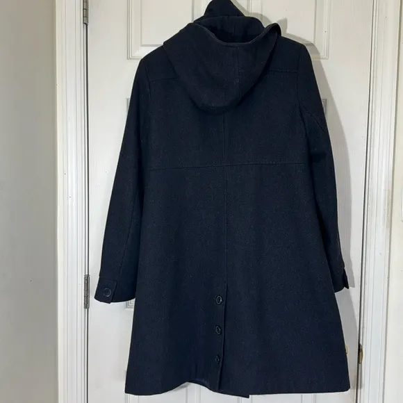 DKNY Charcoal Gray Long Coat With Removable Hood Size 12