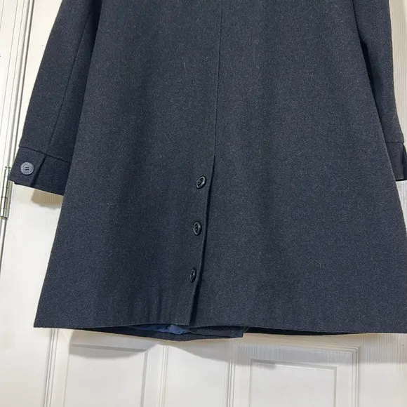 DKNY Charcoal Gray Long Coat With Removable Hood Size 12