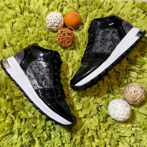DKNY Graffiti High Top Patent Leather Sneakers