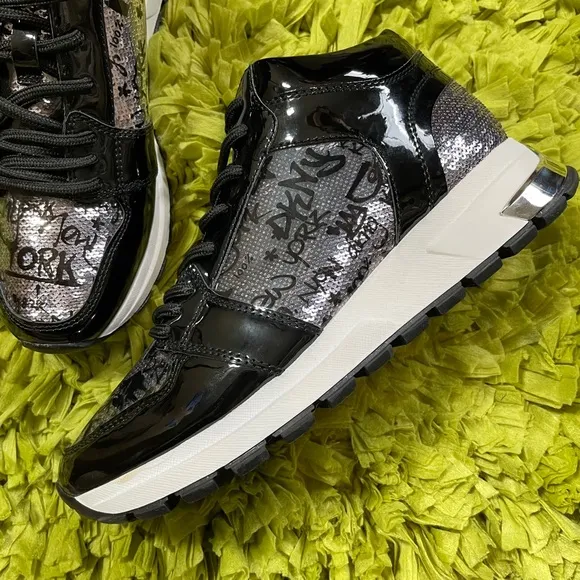 DKNY Graffiti High Top Patent Leather Sneakers