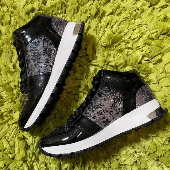DKNY Graffiti High Top Patent Leather Sneakers