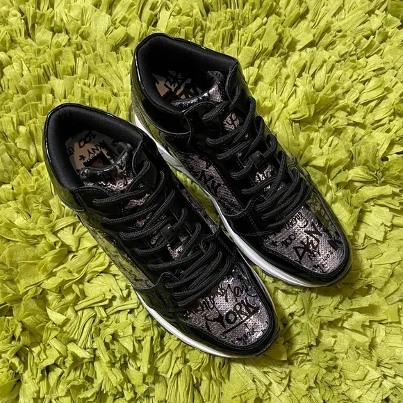 DKNY Graffiti High Top Patent Leather Sneakers