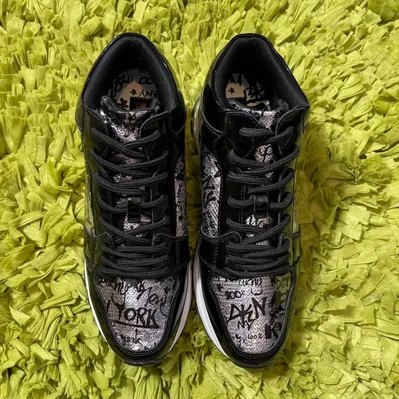 DKNY Graffiti High Top Patent Leather Sneakers
