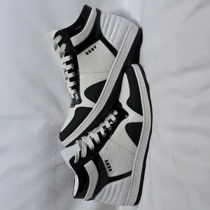 DNKY Black And White Simmons High Top Leather Sneakers Size 9.5