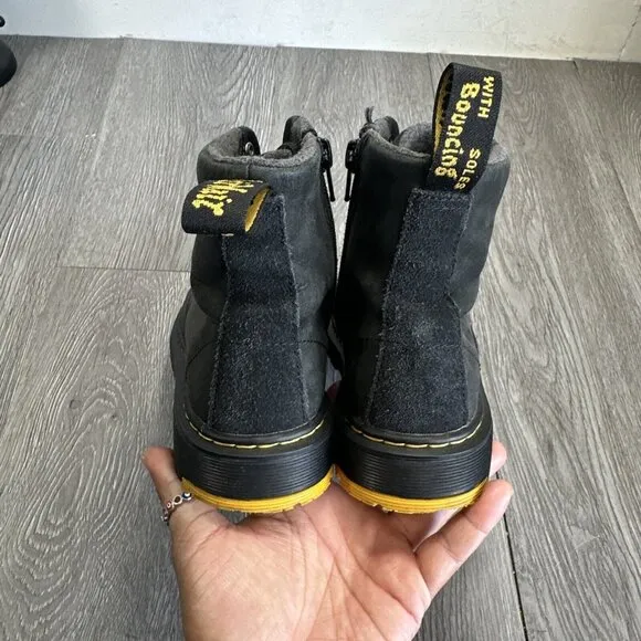 Doc Martens Black Boots Kids Size 2 Leather Lace Up Junior 1460 J Shoes Docs