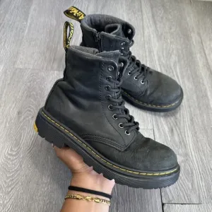 Doc Martens Black Boots Kids Size 2 Leather Lace Up Junior 1460 J Shoes Docs