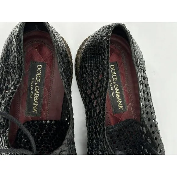 DOLCE &amp; GABBANA Perforated Leather Lace-Up Derby Casual Shoes 11.5-USA/10.5 EU