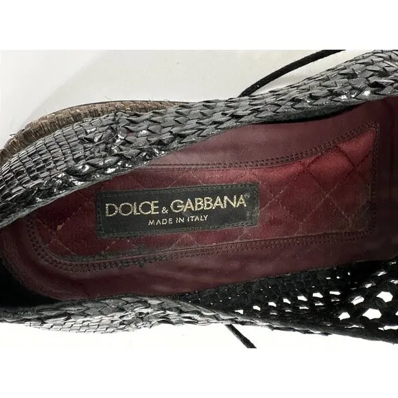 DOLCE &amp; GABBANA Perforated Leather Lace-Up Derby Casual Shoes 11.5-USA/10.5 EU