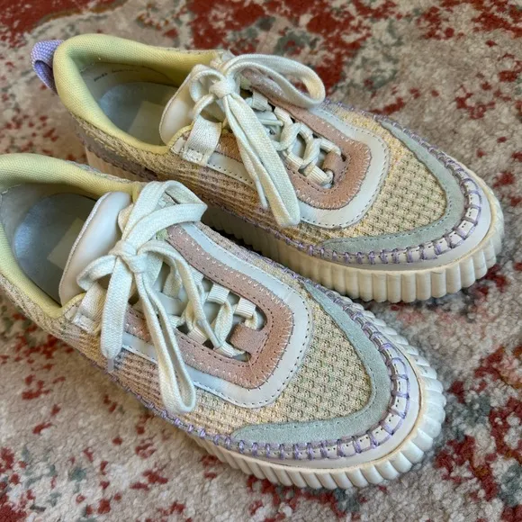Dolce Vita Dolen Woven Platform Sneakers In Multi Pink Yellow Purple