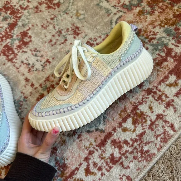 Dolce Vita Dolen Woven Platform Sneakers In Multi Pink Yellow Purple