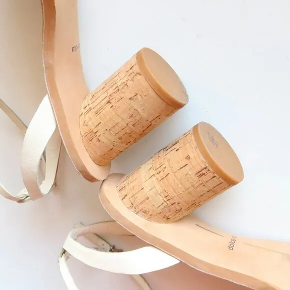 Dolce Vita Jali Snakeskin &amp; White Round Cork Heels /  Sandals / Summer Shoes S
