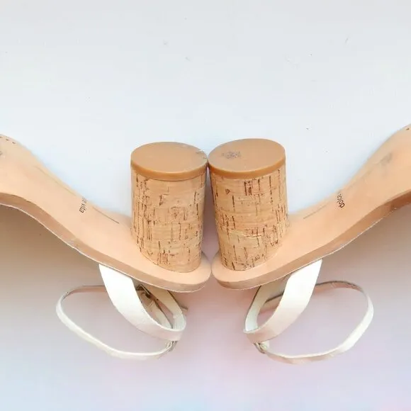 Dolce Vita Jali Snakeskin &amp; White Round Cork Heels /  Sandals / Summer Shoes S