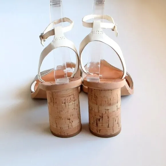 Dolce Vita Jali Snakeskin &amp; White Round Cork Heels /  Sandals / Summer Shoes S