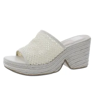 Dolce Vita Saydie Raffia Slip On Wedge Sandals Ivory Women’s