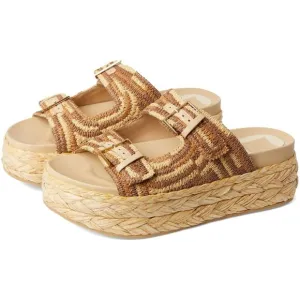 Dolce Vita Shoes Falyn Brown Natural Raffia Platform Sandals