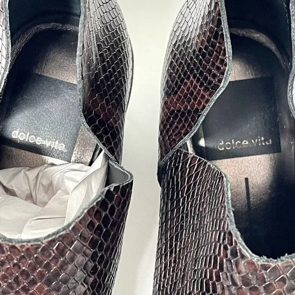 Dolce Vita Women's 6.5 Ankle Boots Brown Snake Print Western Booties‎ NWOB New