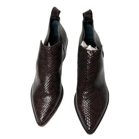 Dolce Vita Women's 6.5 Ankle Boots Brown Snake Print Western Booties‎ NWOB New