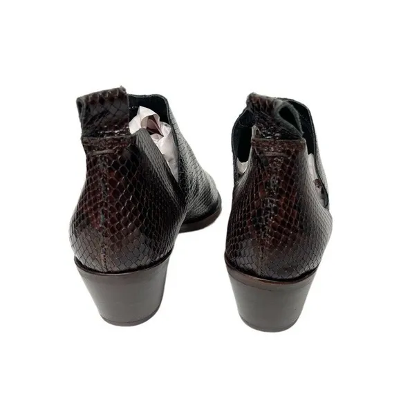 Dolce Vita Women's 6.5 Ankle Boots Brown Snake Print Western Booties‎ NWOB New