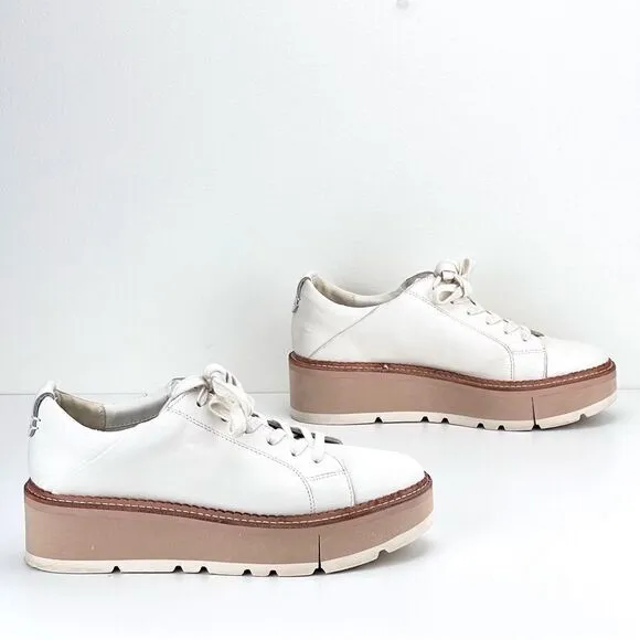 Dolce Vita Toyah Platform Sneakers in White Leather Women’s Size 9
