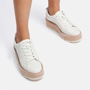 Dolce Vita Toyah Platform Sneakers in White Leather Women’s Size 9