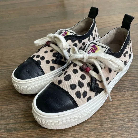 Dolfie Platform Sneakers Handmade Leather Dalmatian print EU 38