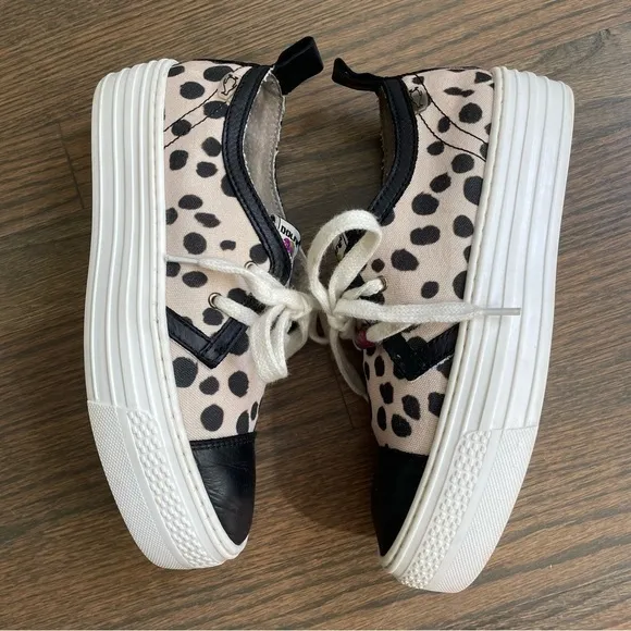 Dolfie Platform Sneakers Handmade Leather Dalmatian print EU 38