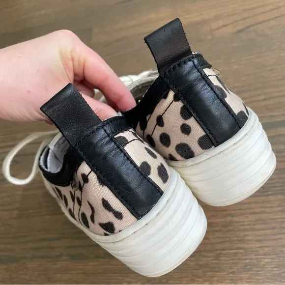 Dolfie Platform Sneakers Handmade Leather Dalmatian print EU 38