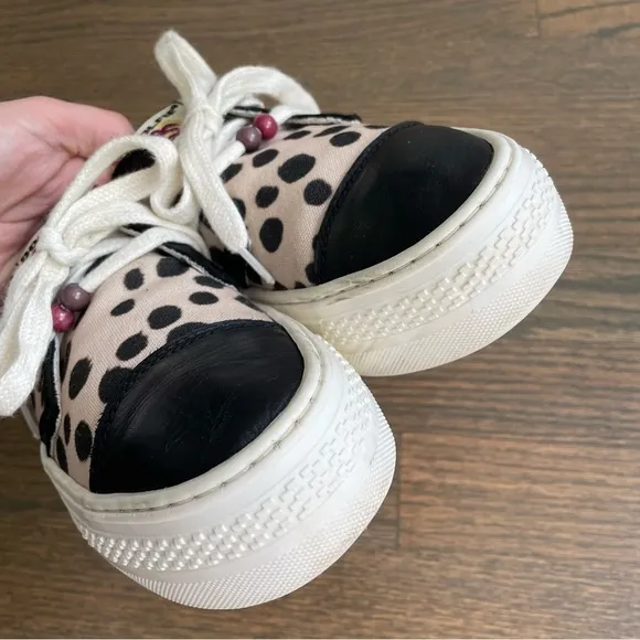 Dolfie Platform Sneakers Handmade Leather Dalmatian print EU 38