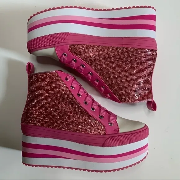 Dolls Kill Sugar Thrillz Overnighters Platform HighTops Size 7M in Rainbow Multi