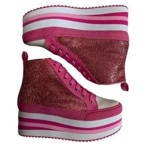 Dolls Kill Sugar Thrillz Overnighters Platform HighTops Size 7M in Rainbow Multi
