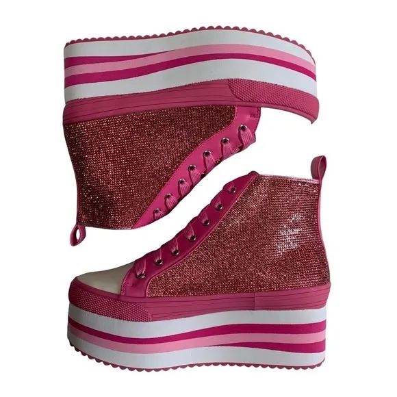 Dolls Kill Sugar Thrillz Overnighters Platform HighTops Size 7M in Rainbow Multi