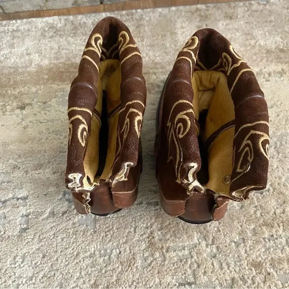 Double H Sonora Folded Over Shaft Embroidered Heeled Western Ankle Boots Cowboy