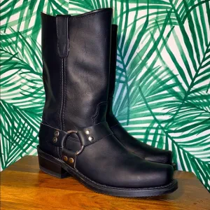 Double-H Vintage Black Leather Square Toe Harness Boots Men’s 9 D