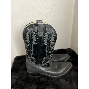 Double h black leather steel toe western cowboy boots 10.5 D