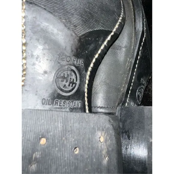 Double h black leather steel toe western cowboy boots 10.5 D