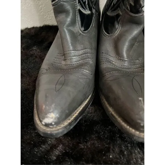Double h black leather steel toe western cowboy boots 10.5 D