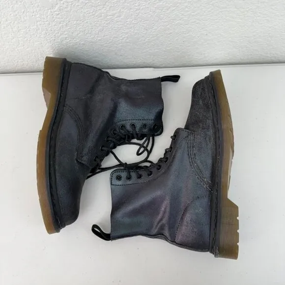 Dr Doc Martens Pascal Iridescent Lace Up Boots Shoes Womens size 8 Euro 39