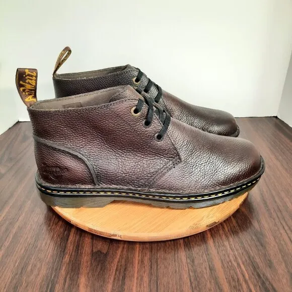 Dr Doc Martens Sussex Mens 13 Boots Chukka Brown Pebbled Leather Industrial