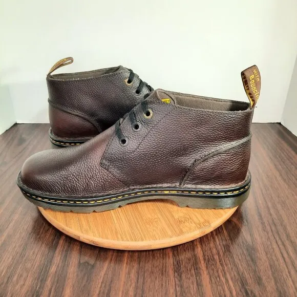 Dr Doc Martens Sussex Mens 13 Boots Chukka Brown Pebbled Leather Industrial