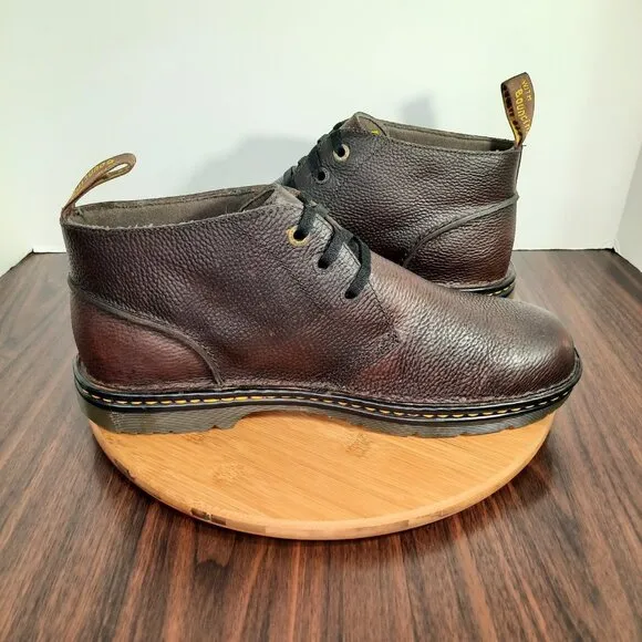 Dr Doc Martens Sussex Mens 13 Boots Chukka Brown Pebbled Leather Industrial