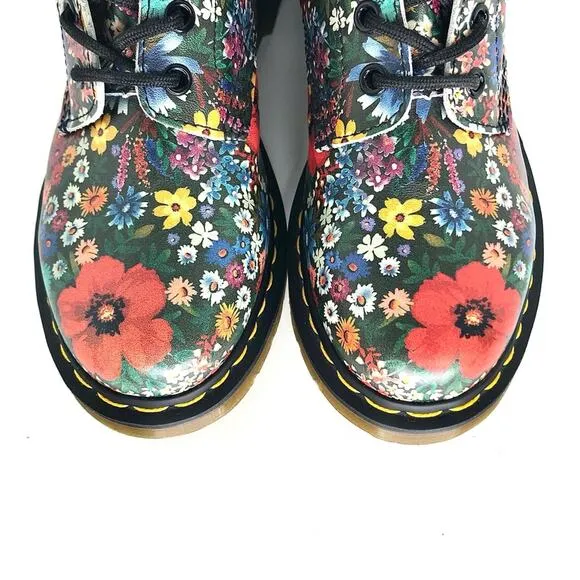 Dr Martens 101 Wanderlust Floral Leather Lace Up Ankle Boots Women’s 7 Shoes