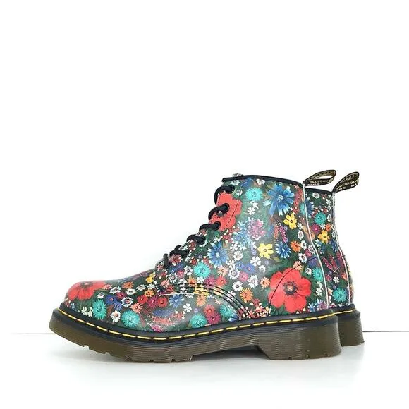 Dr Martens 101 Wanderlust Floral Leather Lace Up Ankle Boots Women’s 7 Shoes