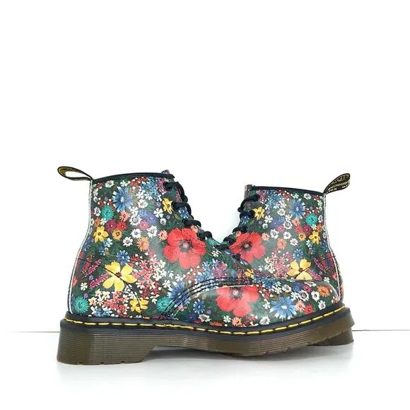 Dr Martens 101 Wanderlust Floral Leather Lace Up Ankle Boots Women’s 7 Shoes