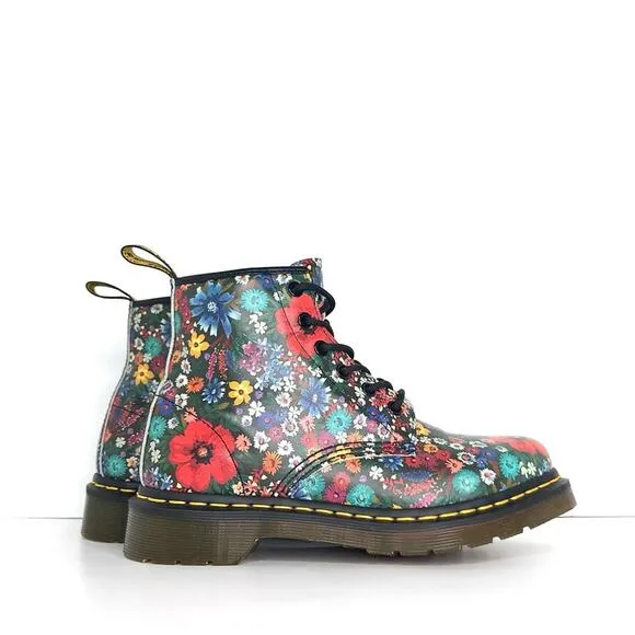 Dr Martens 101 Wanderlust Floral Leather Lace Up Ankle Boots Women’s 7 Shoes